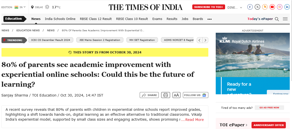 Vikalp in Media 5 TOI Article